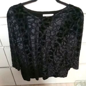 Allison Daley Black Textured Blouse